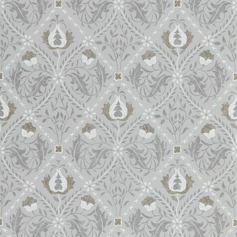 Pure Trellis Wallpaper - Lightish Grey - Morris & Co - 216528 - Morris Wallpaper