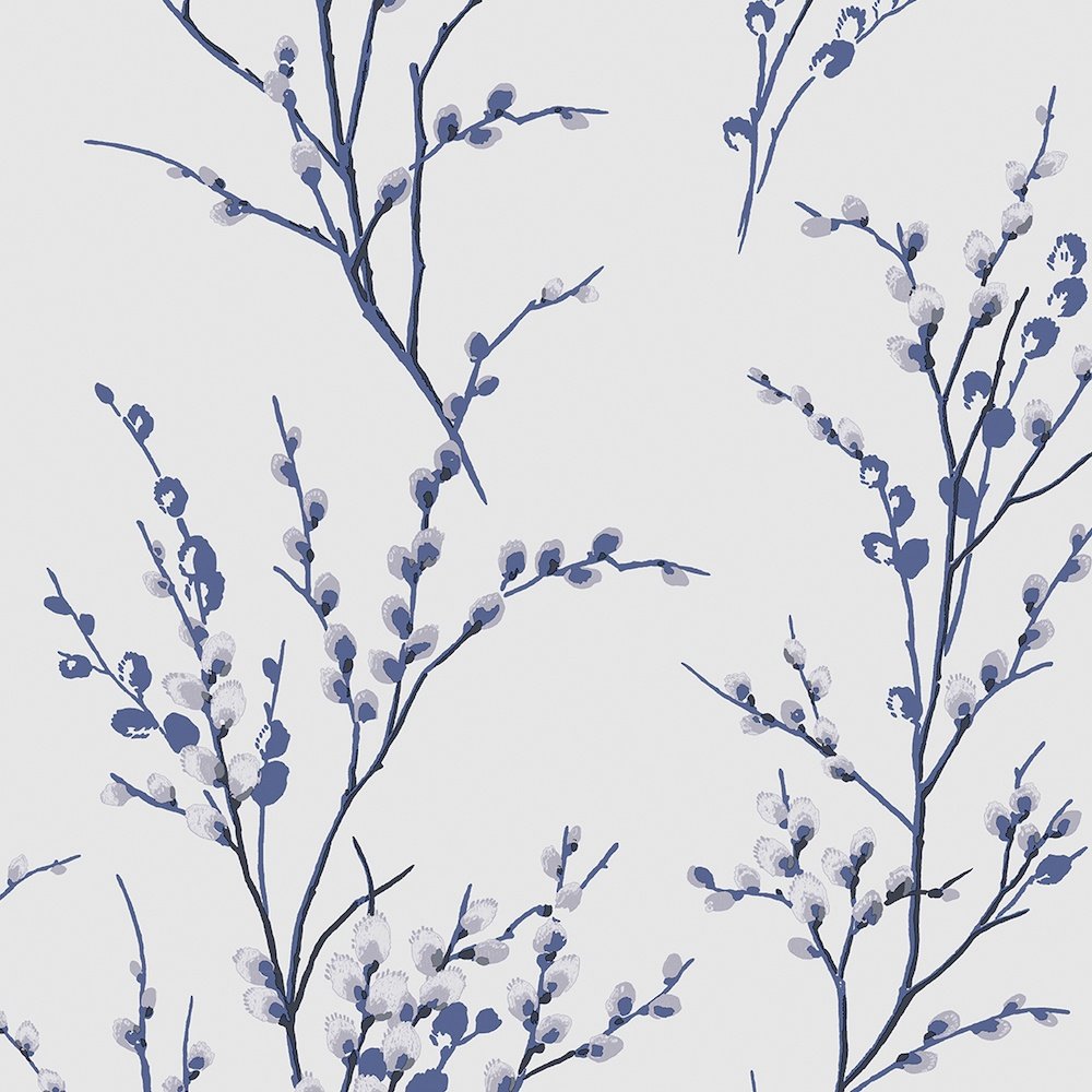 Pussy Willow Wallpaper - Off White/Midnight - Laura Ashley - 113360 - Premier Wallcovering
