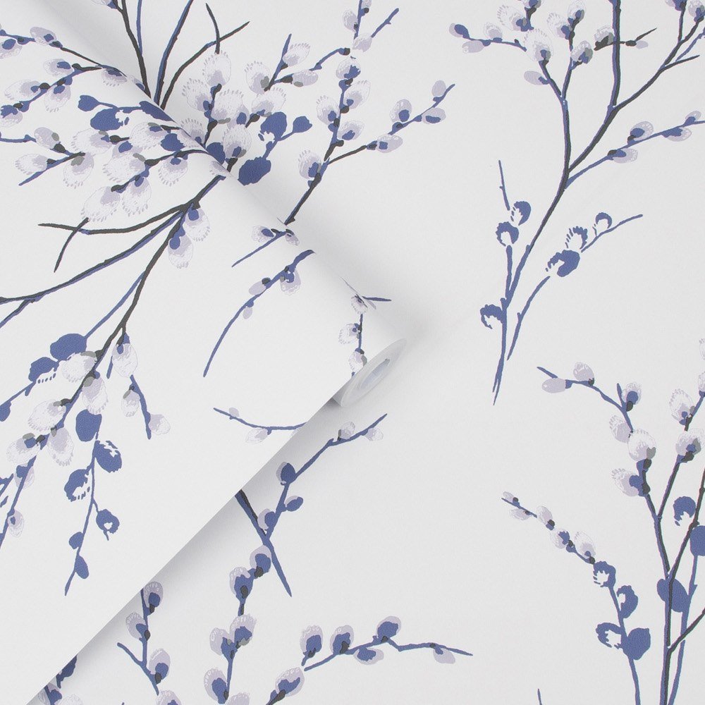 Pussy Willow Wallpaper - Off White/Midnight - Laura Ashley - 113360 - Premier Wallcovering