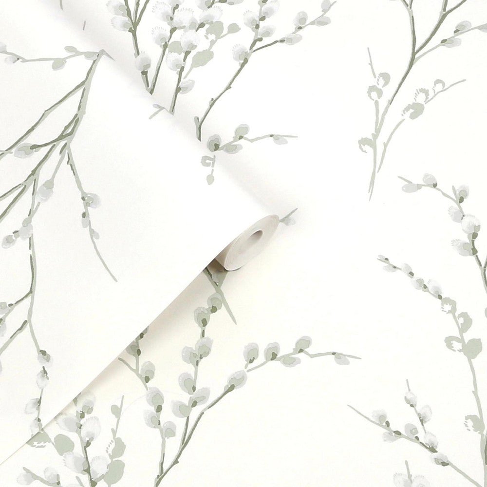 Pussy Willow Wallpaper - Sage Green - Laura Ashley - 130115 - Premier Wallcovering