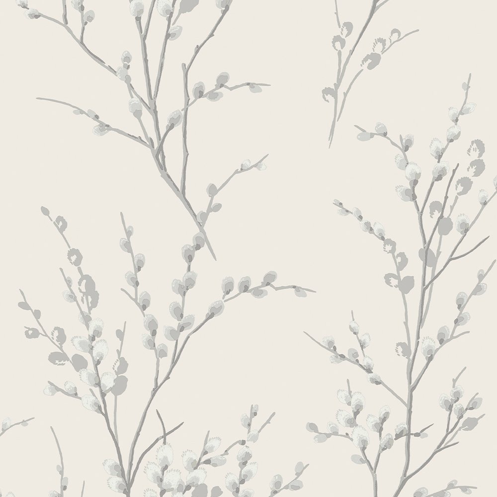 Pussy Willow Wallpaper - Off White/Steel - Laura Ashley - 113359 - Premier Wallcovering