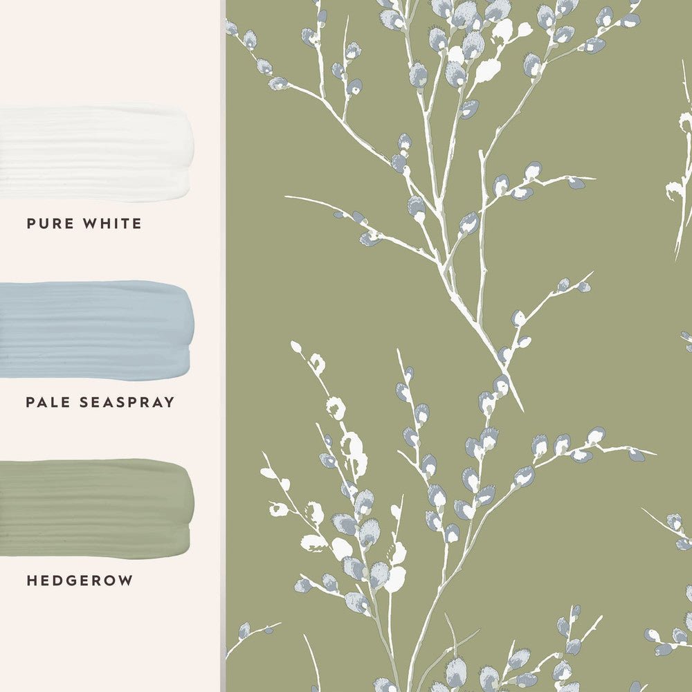 Pussy Willow Wallpaper - Moss Green - Laura Ashley - 121074 - Premier Wallcovering