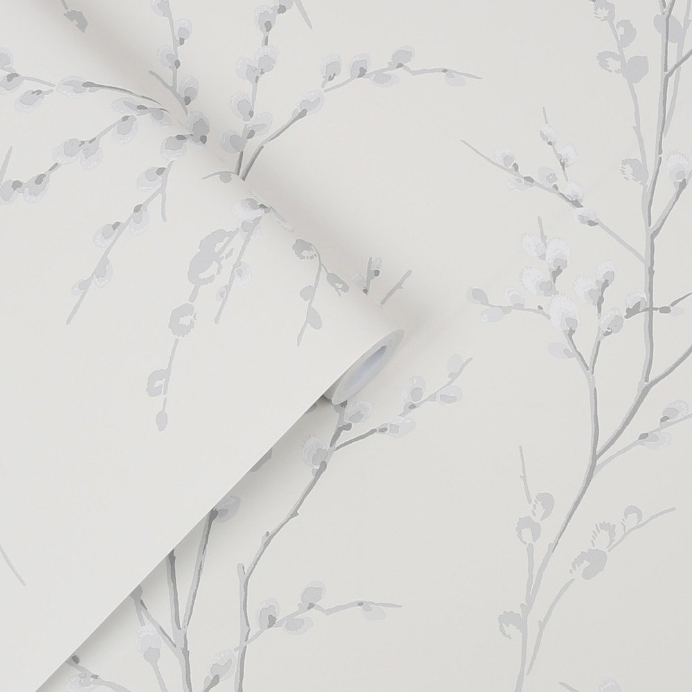 Pussy Willow Wallpaper - Off White/Steel - Laura Ashley - 113359 - Premier Wallcovering