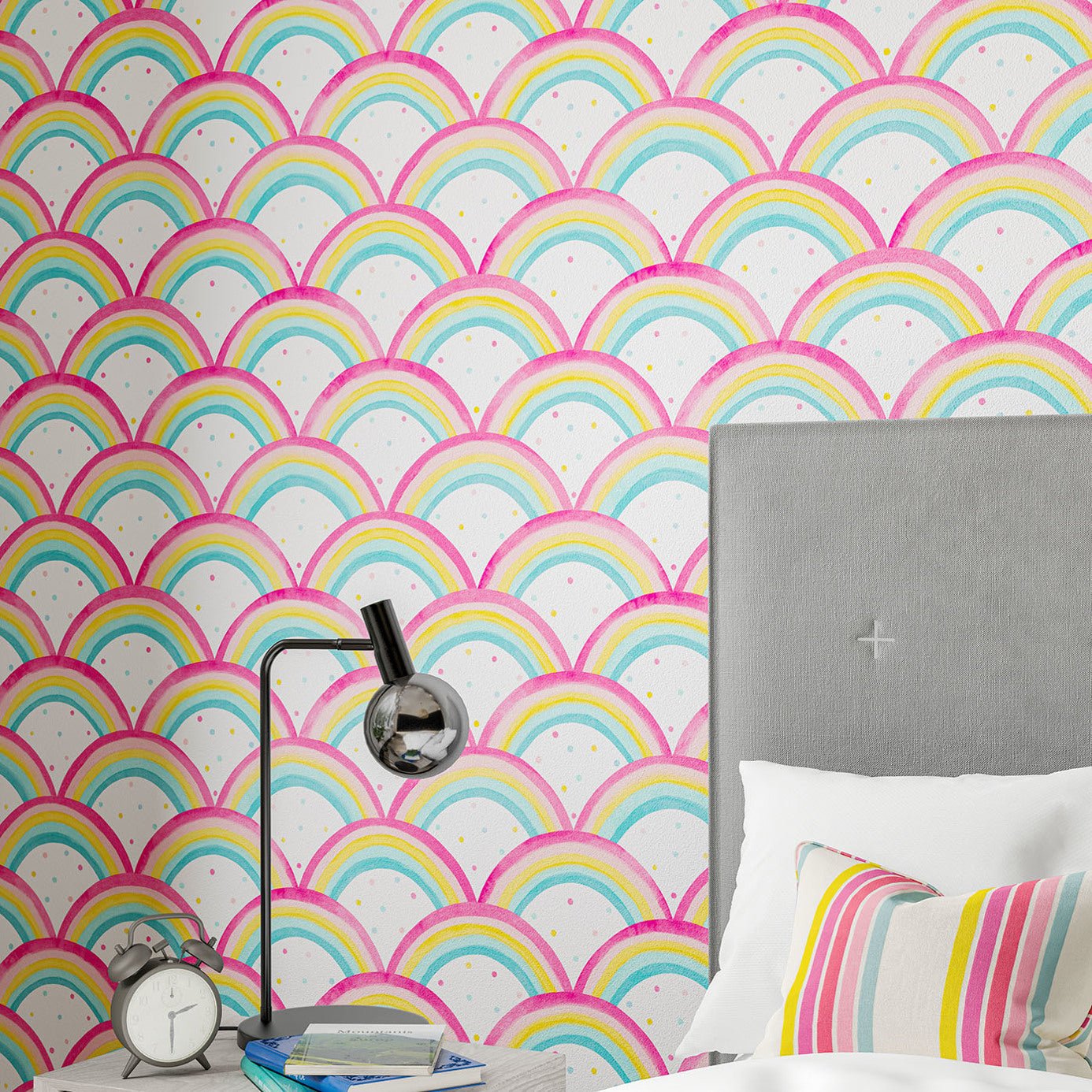Rainbow Brights Wallpaper - Cherry/Blossom/Pineapple/Sky - Harlequin - HLTF112645