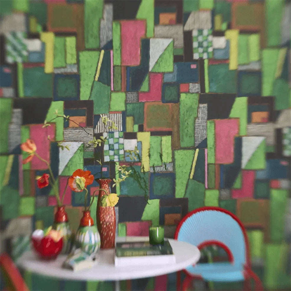 Raku Patchwork Wallpaper - Emerald - PDG1203/01 - Designers Guild