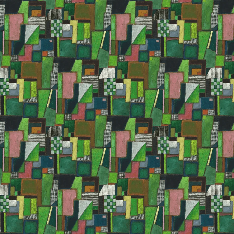 Raku Patchwork Wallpaper - Emerald - PDG1203/01 - Designers Guild