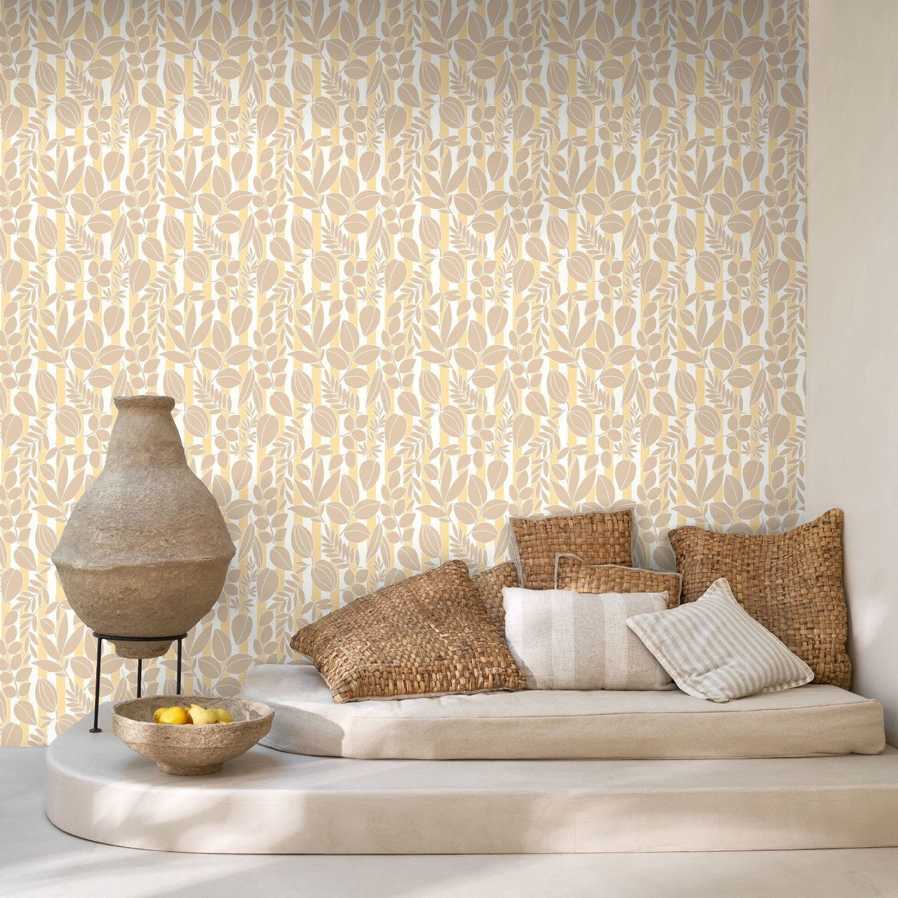 Ramatuelle Echappee Belle Wallpaper - Sable / Jaune Citronnade - Casadeco - 89821212 - Premier Wallcovering