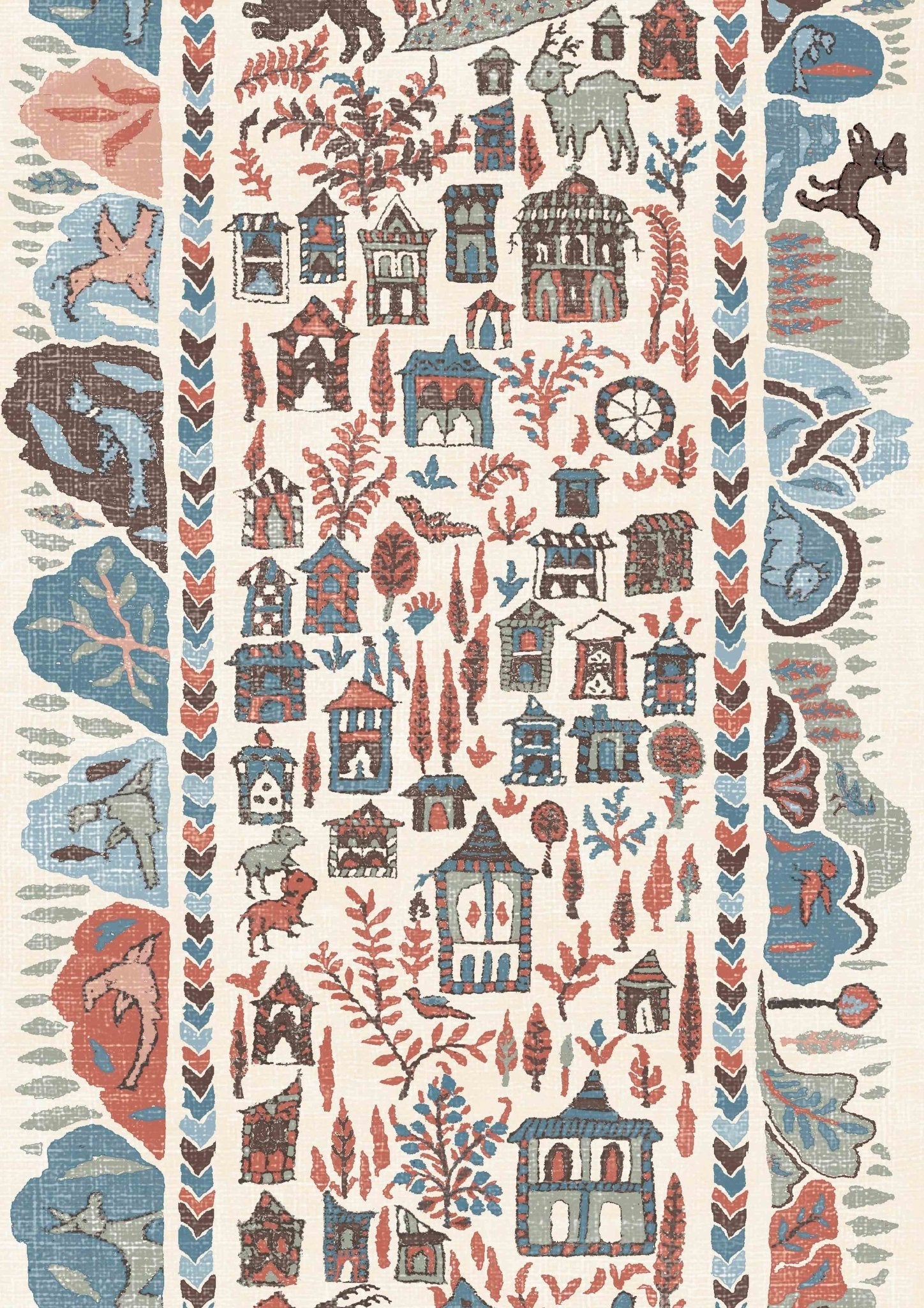 Ravi Ribbon Wallpaper - Blue Almond - Lewis & Wood - Premier Wallcovering