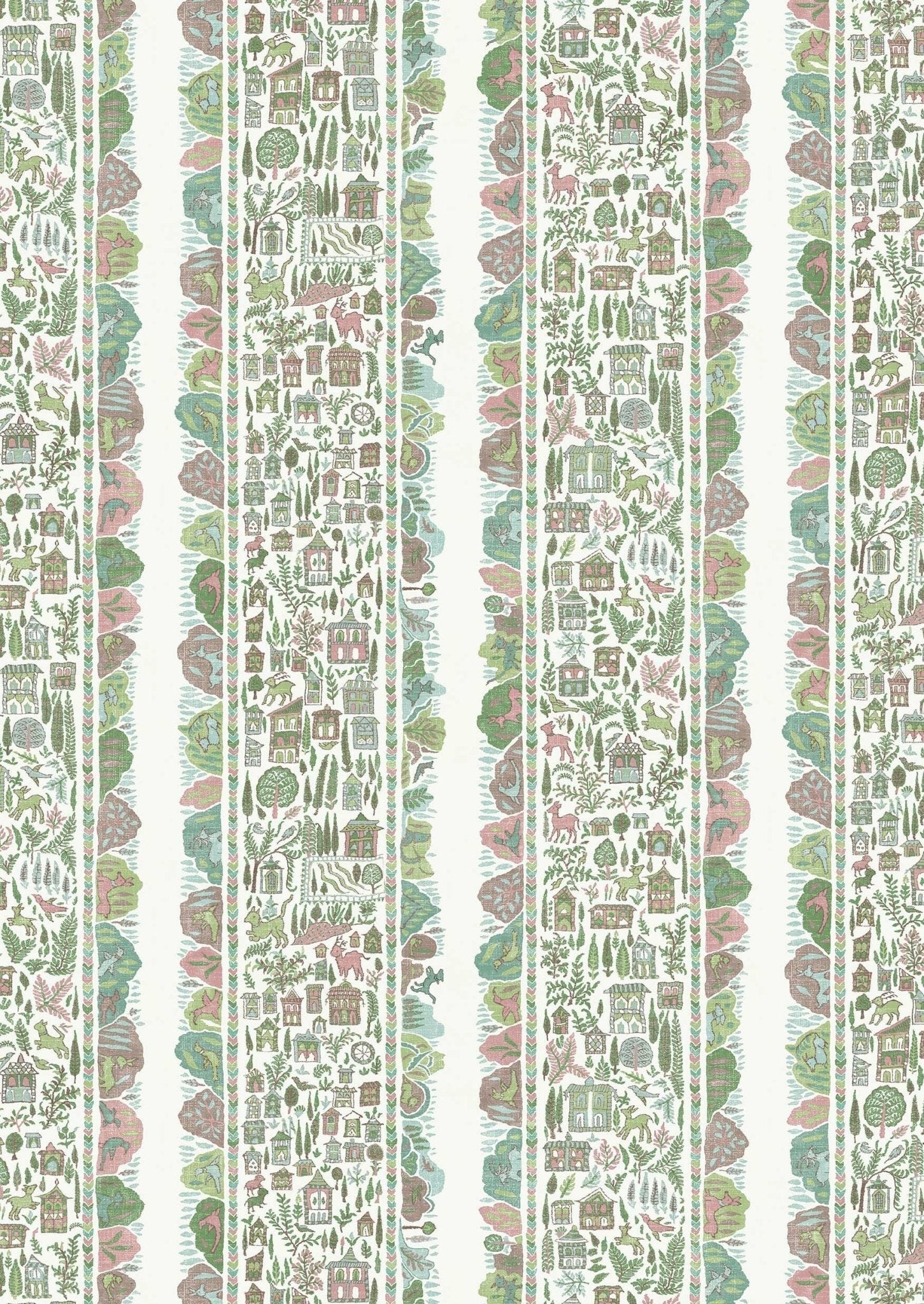 Ravi Ribbon Wallpaper - Pistachio Rose - Lewis & Wood - Premier Wallcovering
