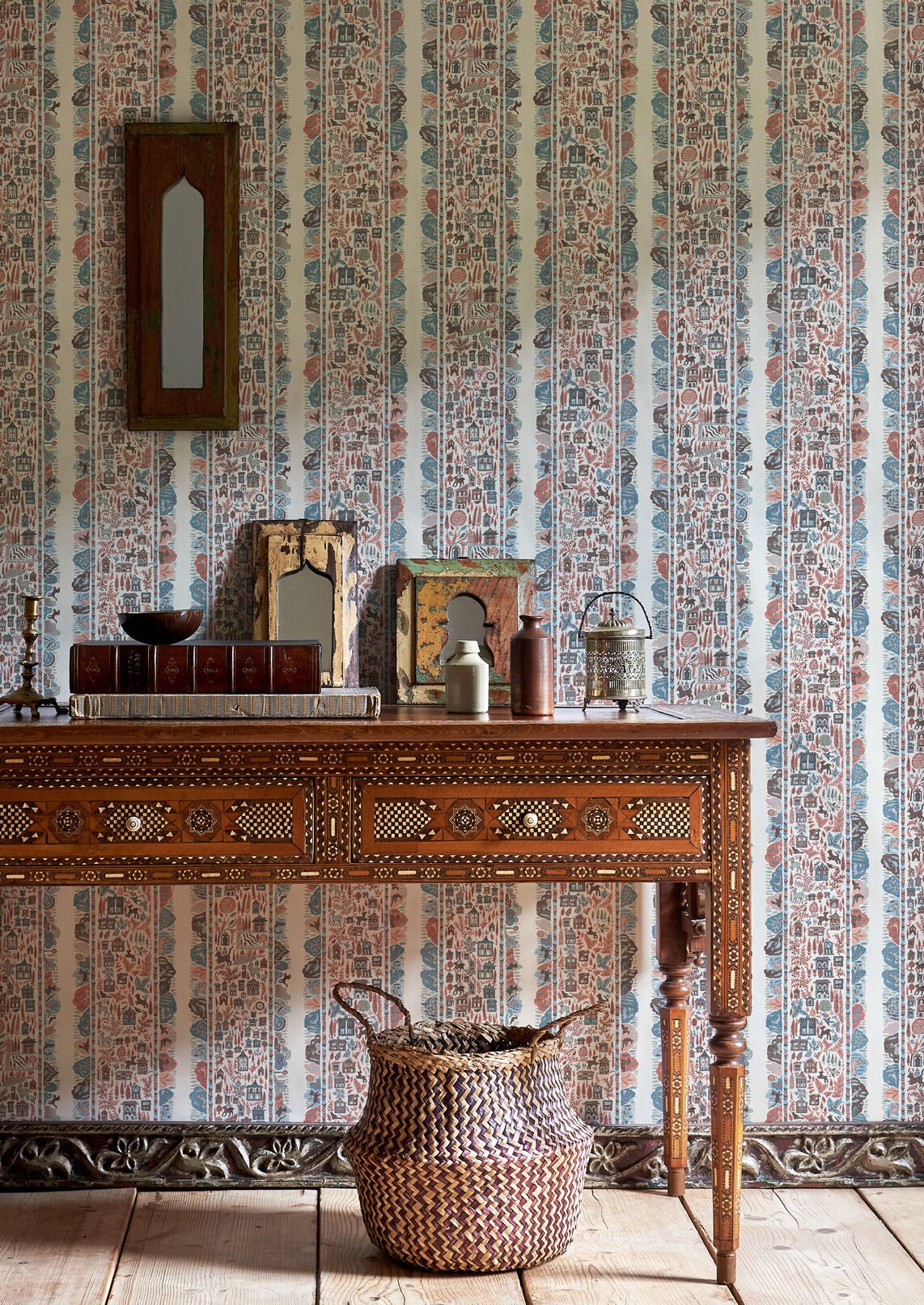 Ravi Ribbon Wallpaper - Blue Almond - Lewis & Wood - Premier Wallcovering