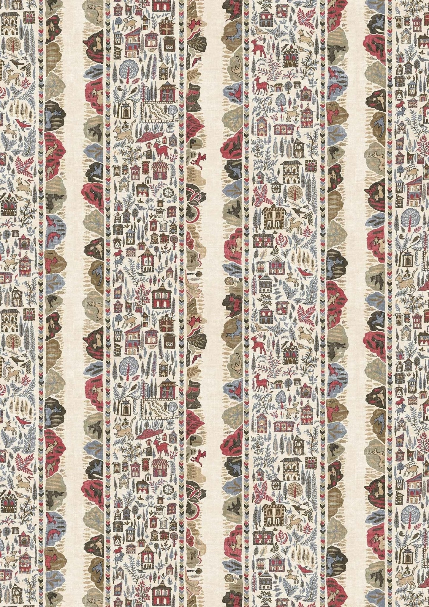 Ravi Ribbon Wallpaper - Peat Pomegranate - Lewis & Wood - Premier Wallcovering