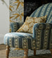 Red Car Stripe Fabric - Indigo/Linen - Morris & Co - 227247 - Premier Wallcovering