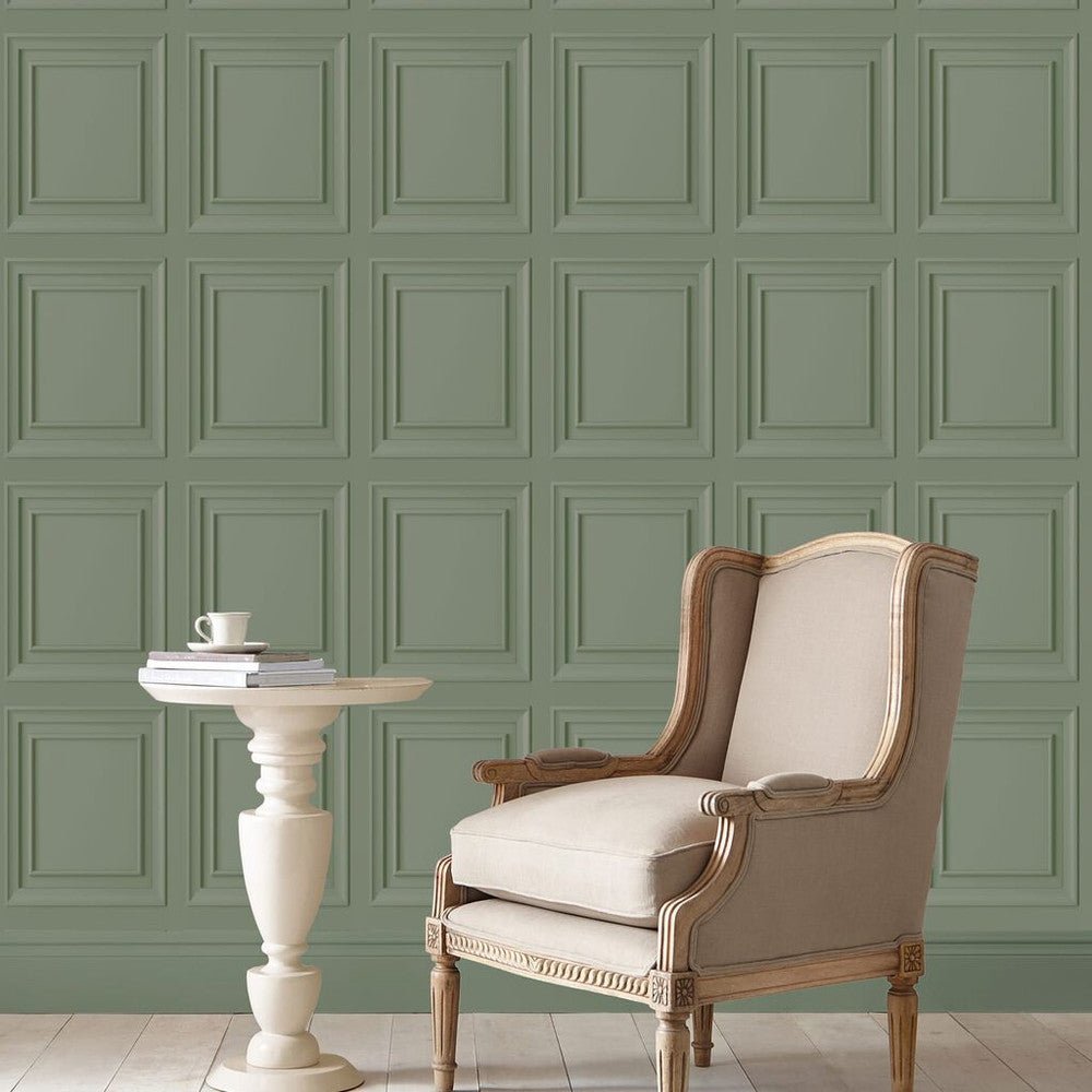 Redbrook Wood Panel Wallpaper - Sage - Laura Ashley - 114905 - Premier Wallcovering