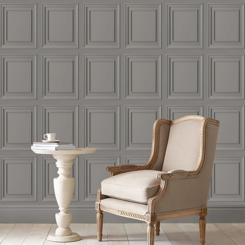 Redbrook Wood Panel Wallpaper - Pale Steel - Laura Ashley - 114907 - Premier Wallcovering