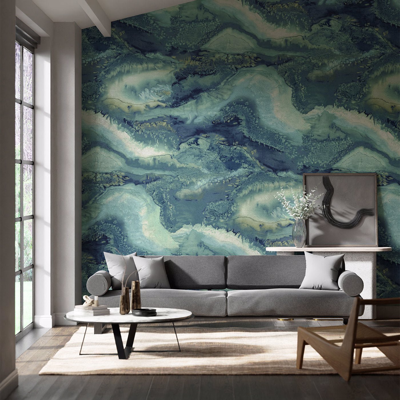 Reflected Obsidian Wallpaper - Azurite - Harlequin - HQN2112852