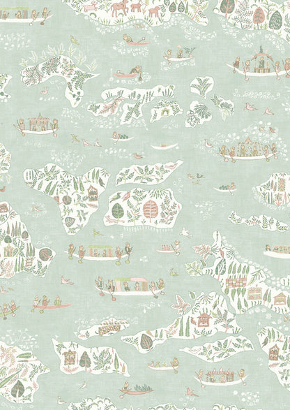 Regatta Wallpaper - Pistachio Rose - Lewis & Wood - Premier Wallcovering