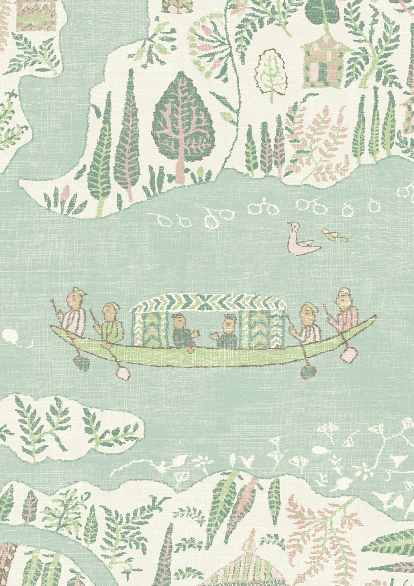 Regatta Wallpaper - Pistachio Rose - Lewis & Wood - Premier Wallcovering