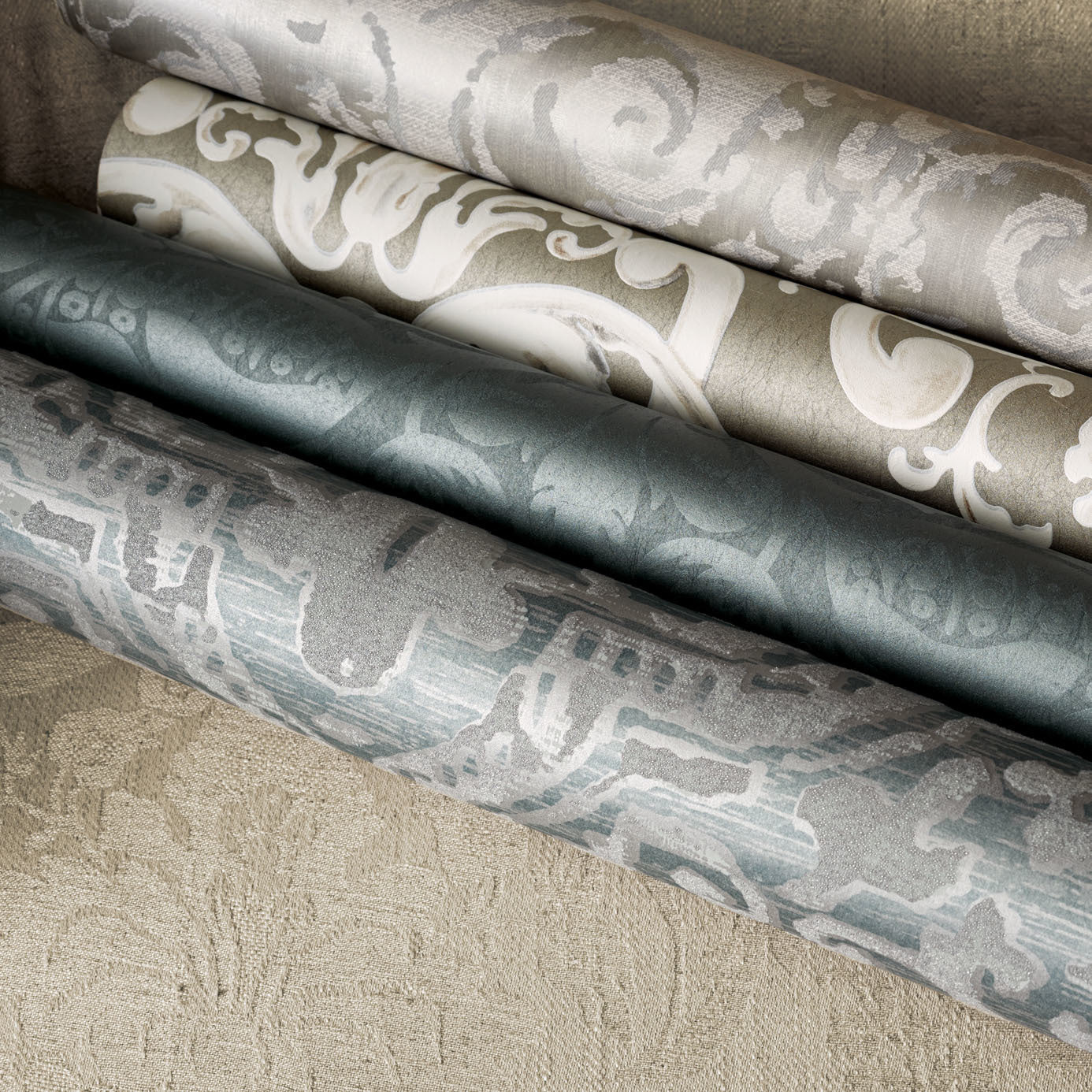 Renaissance Damask Wallpaper - Linen - ZCON312024 - Zoffany