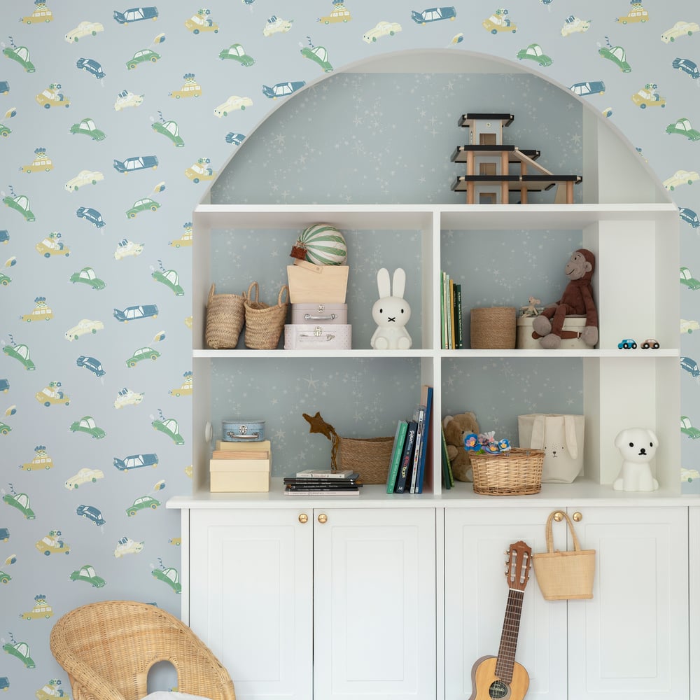Resan Bilarna Kids Wallpaper - Blue - Galerie - Resan - 29013 - Premier Wallcovering