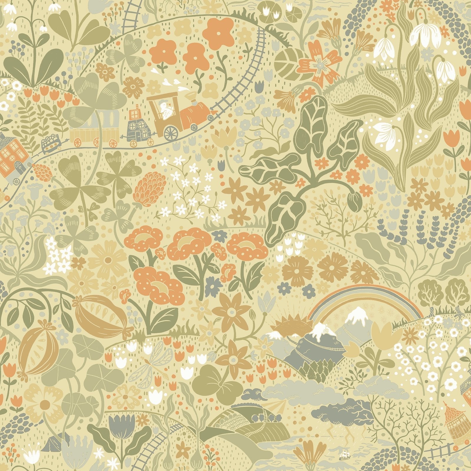 Resan Floral Kids Wallpaper - Beige - Galerie - Resan - 29030 - Premier Wallcovering
