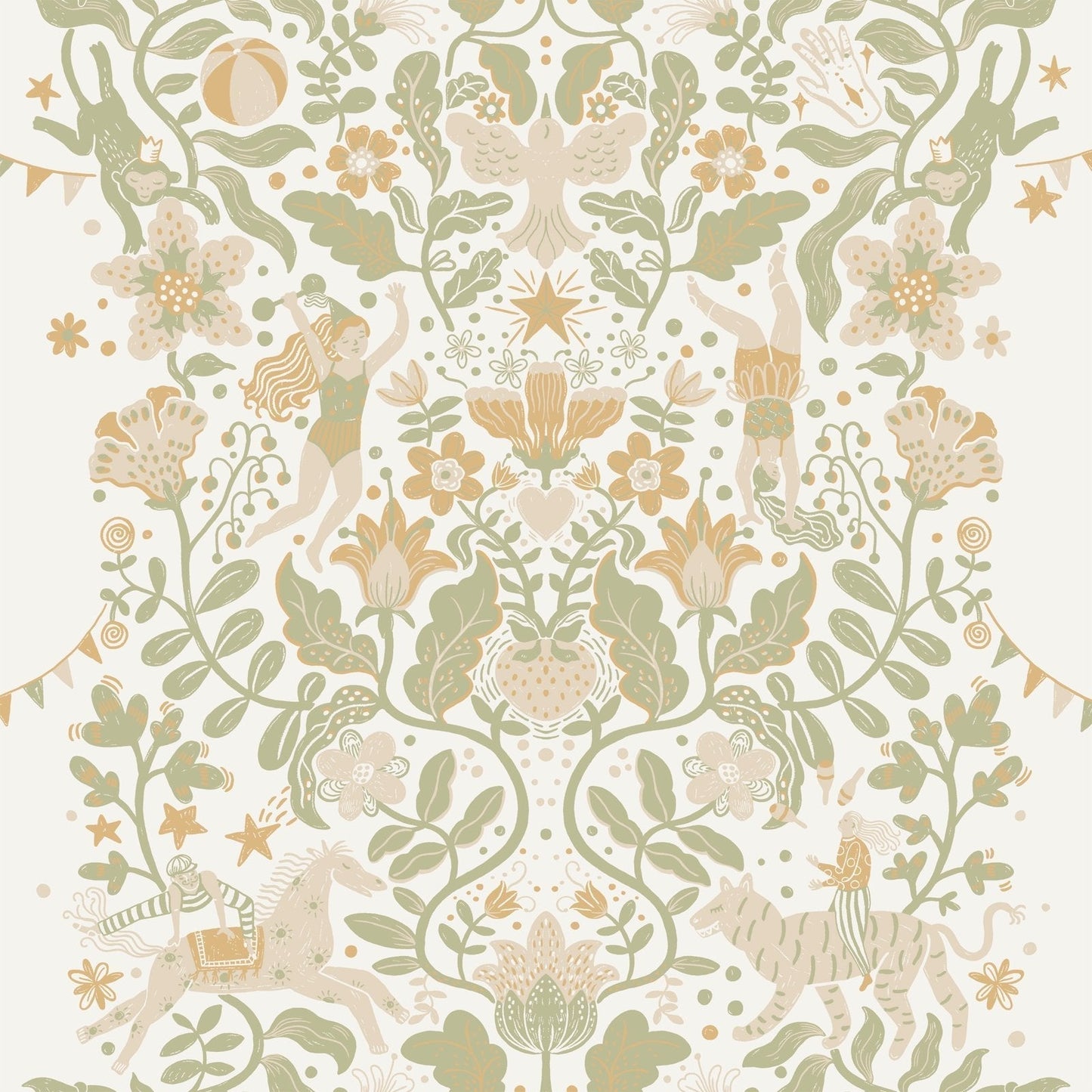Resan Foliage Wallpaper - Green/ Beige - Galerie - Resan - 29025 - Premier Wallcovering