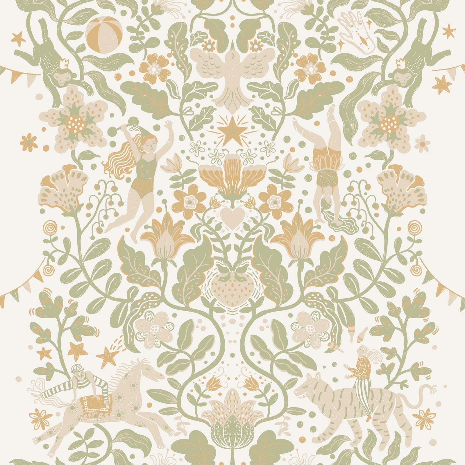 Resan Foliage Wallpaper - Green/ Beige - Galerie - Resan - 29025 - Premier Wallcovering