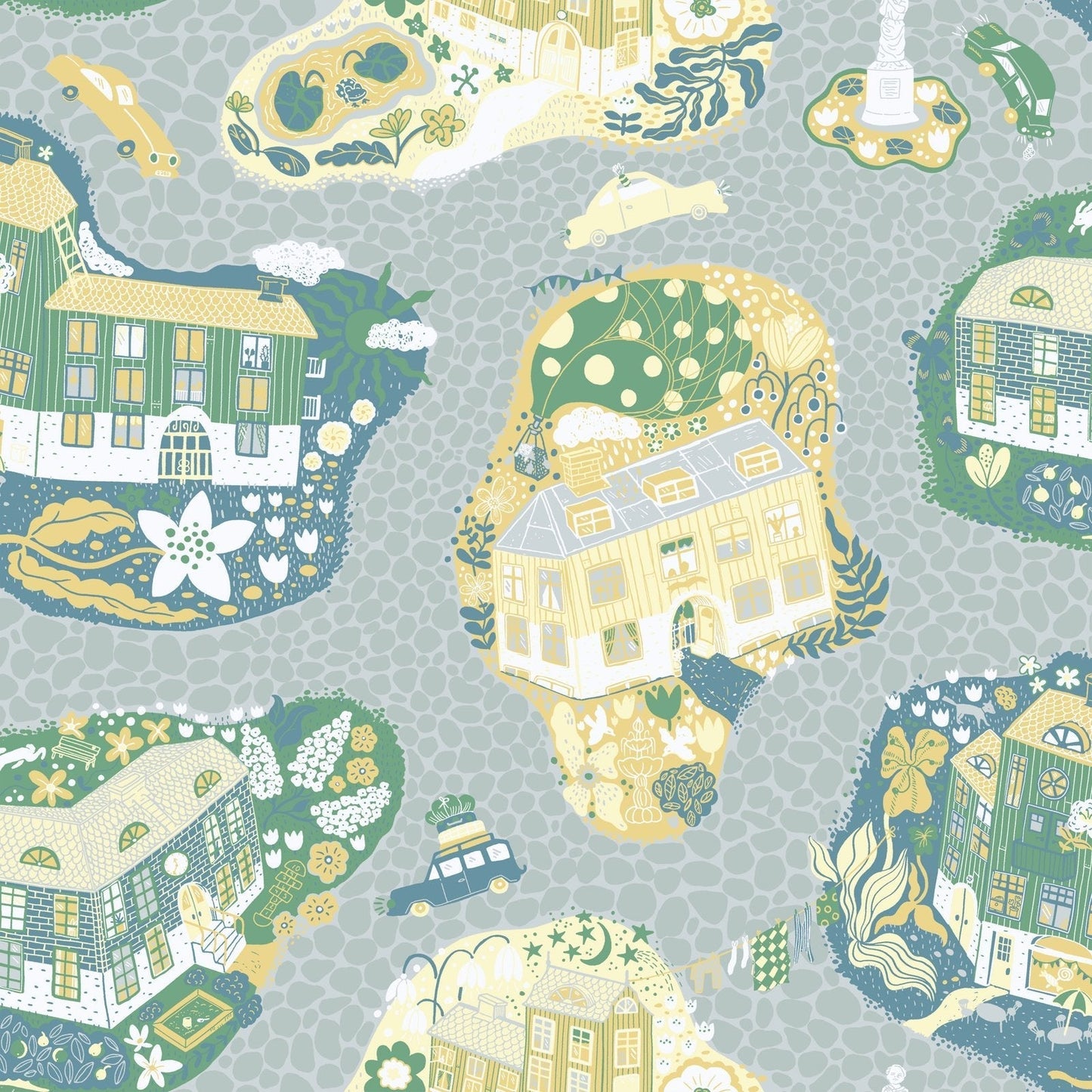 Resan Staden Town Wallpaper - Blue - Galerie - Resan - 29009 - Premier Wallcovering