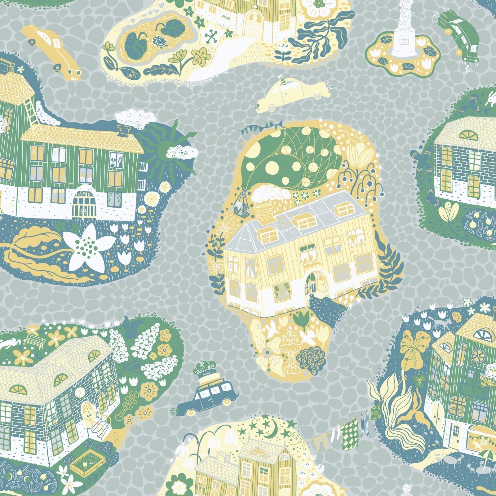 Resan Staden Town Wallpaper - Blue - Galerie - Resan - 29009 - Premier Wallcovering