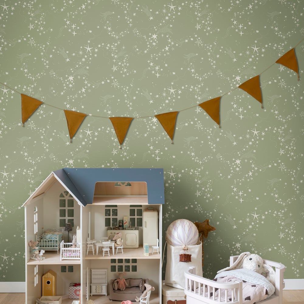 Resan Star Wallpaper - Olive - Galerie - Resan - 29022 - Premier Wallcovering