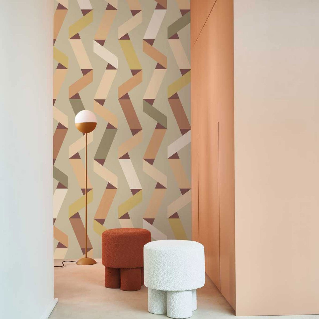 Ribbon Game Color Game Wallpaper - Terracotta - Casadeco - 200643663 - Premier Wallcovering