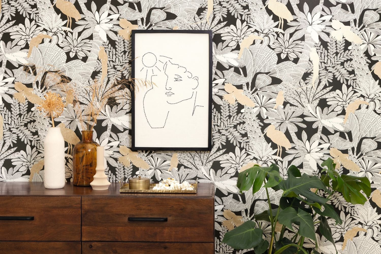 Riviera Wallpaper - Noir Or - Caselio - 104269243