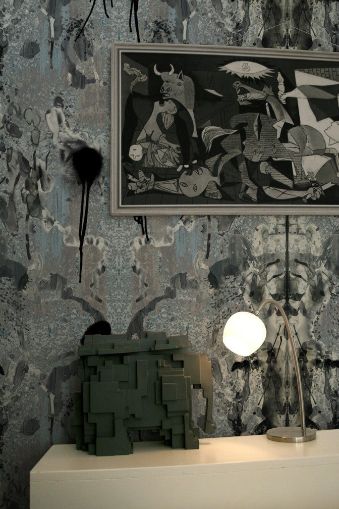 Rorschach Superwide Wallpaper - Blue Grey - Timorous Beasties - ROR/RSW/OBRN/01 - Premier Wallcovering