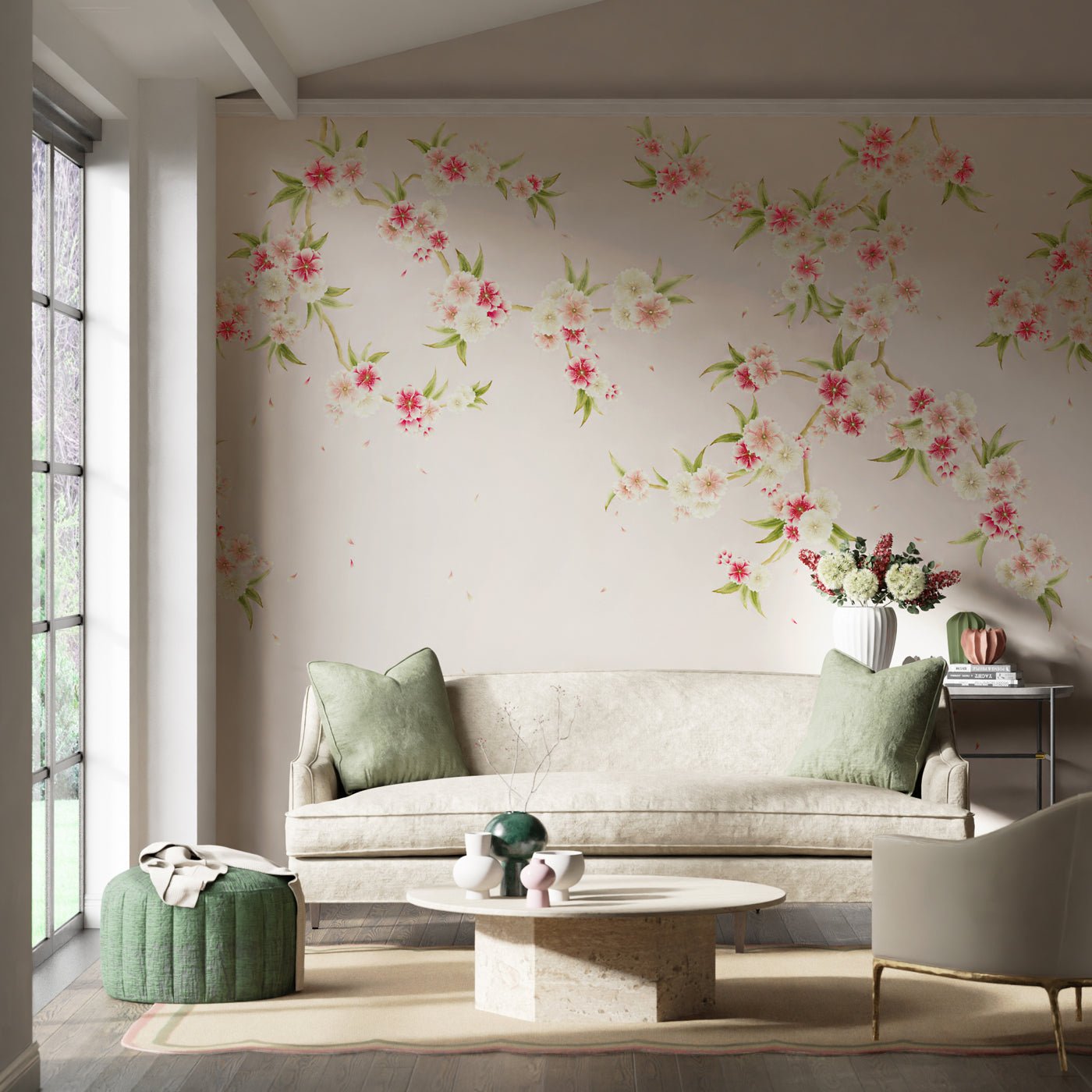 Rosa Wallpaper - Blush Pearl/Peony/Meadow - Harlequin - HDHW112887 - Premier Wallcovering