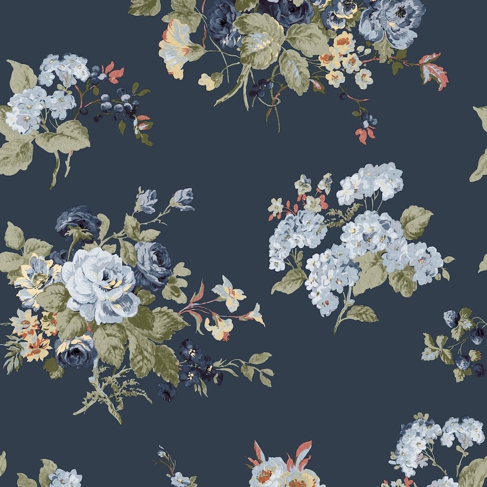 Rosemore Wallpaper - Midnight Seapray - Laura Ashley - 114898 - Premier Wallcovering