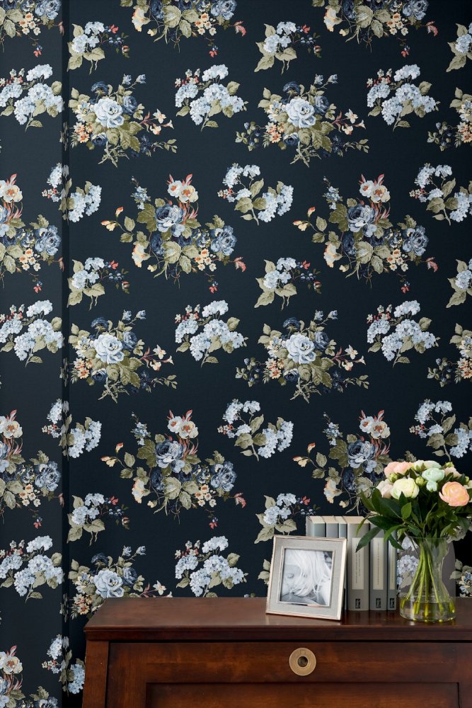 Rosemore Wallpaper - Midnight Seapray - Laura Ashley - 114898 - Premier Wallcovering
