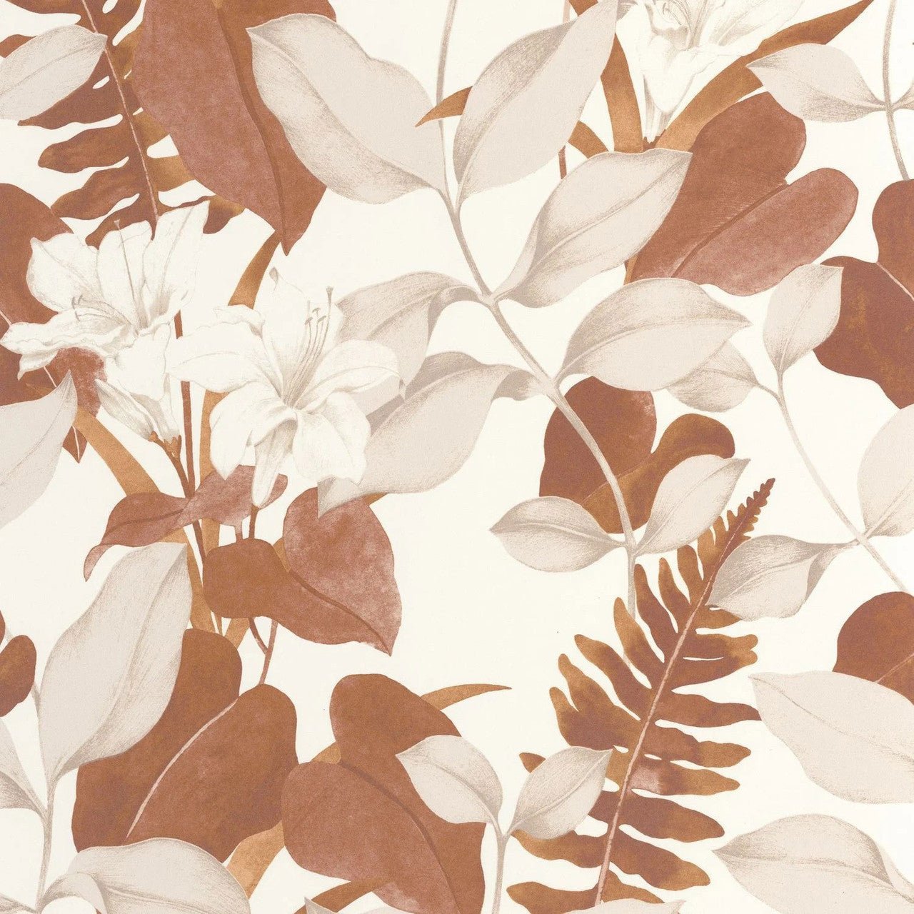Royal Lily Soliflore Wallpaper - Terre De Sienne - Casadeco - 200263443 - Premier Wallcovering
