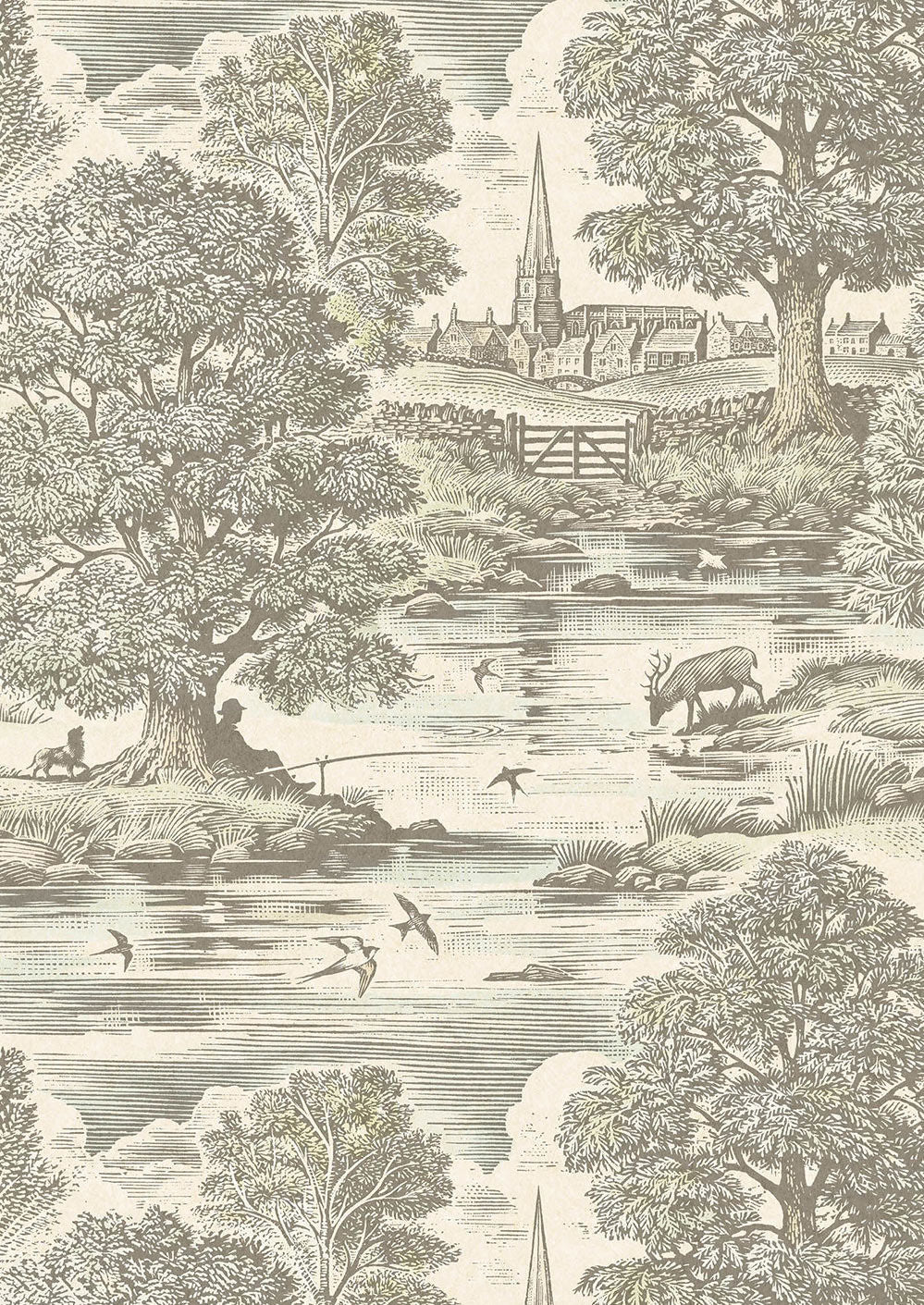 Royal Oak Wallpaper - Aquatint - Lewis & Wood - Premier Wallcovering