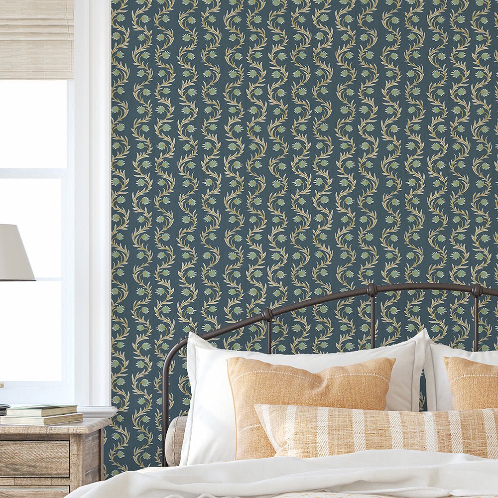 Rubia Wallpaper - Navy - Josephine Munsey - JMW-105201 - Premier Wallcovering