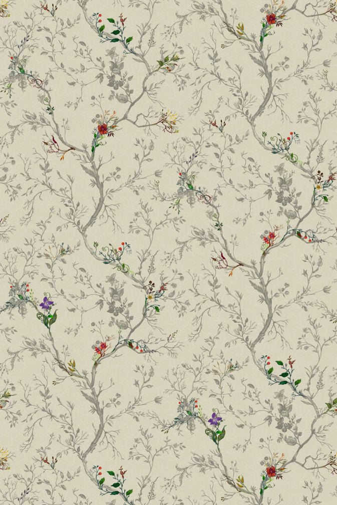 Ruskin Floral Wallpaper - Beige - Timorous Beasties - RUS/RSF/MICA/02 - Premier Wallcovering
