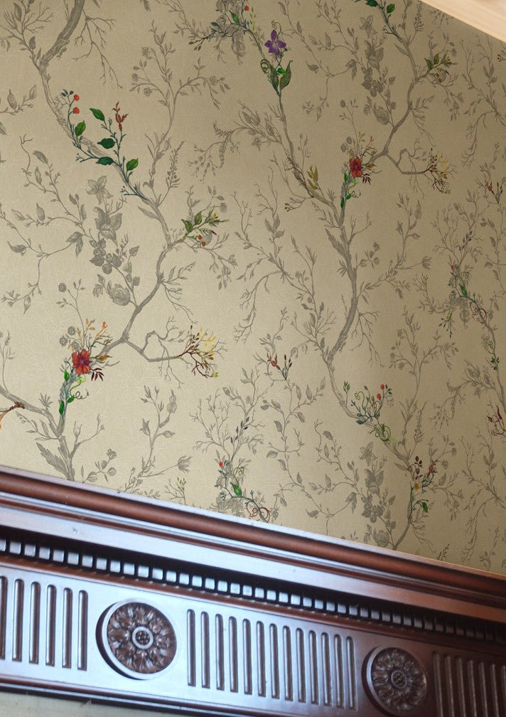 Ruskin Floral Wallpaper - Beige - Timorous Beasties - RUS/RSF/MICA/02 - Premier Wallcovering