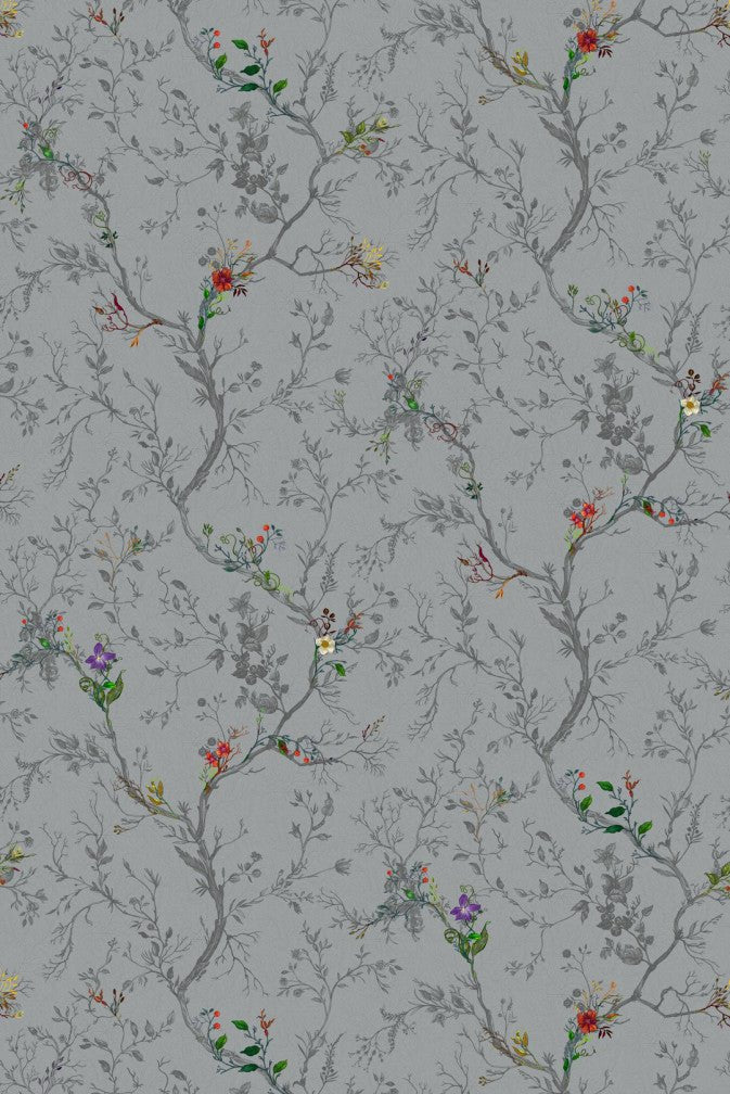 Ruskin Floral Wallpaper - Grey - Timorous Beasties - RUS/RSF/MICA/04 - Premier Wallcovering