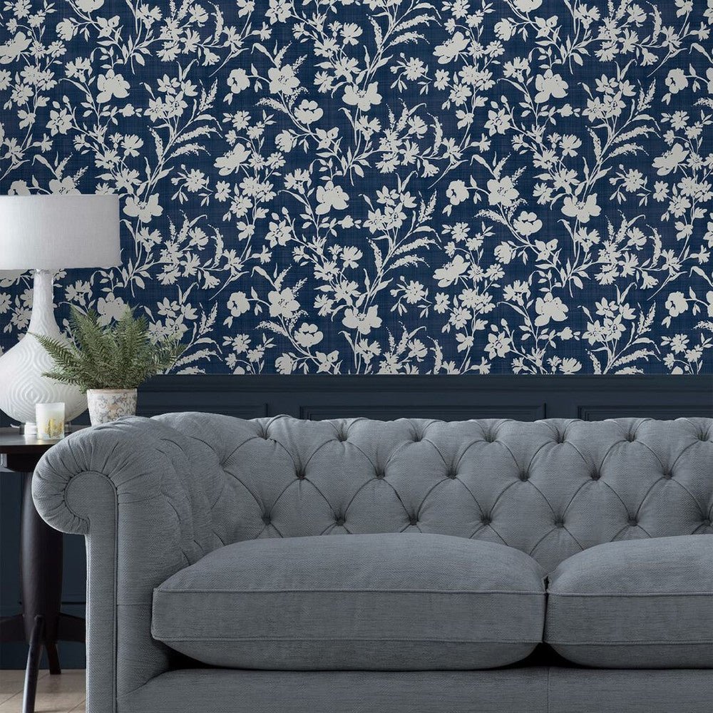Rye Wallpaper - Midnight Seaspray Blue - Laura Ashley - 119854 - Premier Wallcovering
