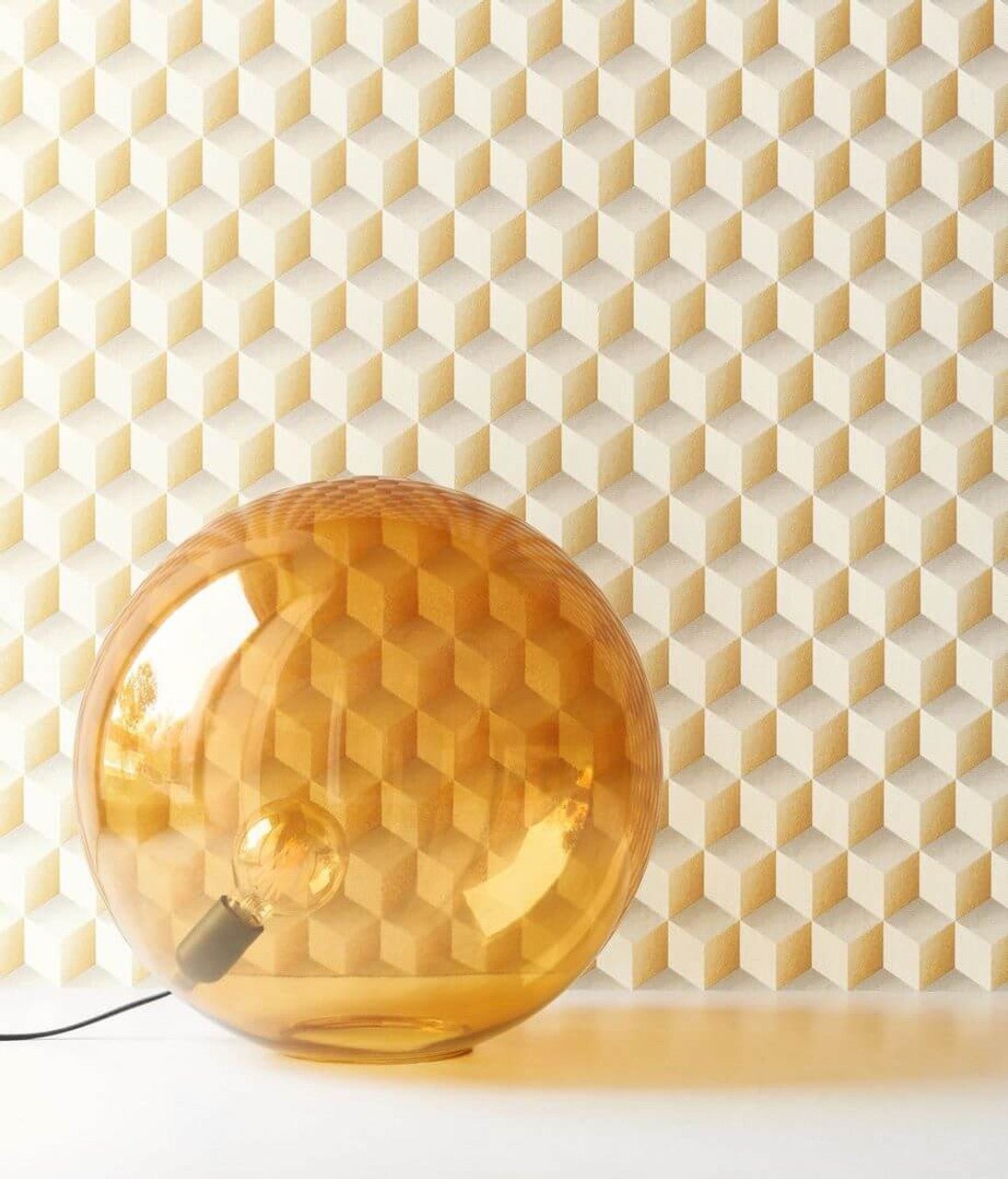 Rythm Perception Wallpaper - Jaune Ocre - Casadeco - 86472420 - Premier Wallcovering