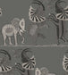 Safari Dance Wallpaper - Stone & Black on Charcoal - 109/8039 - Cole & Son - Premier Wallcovering