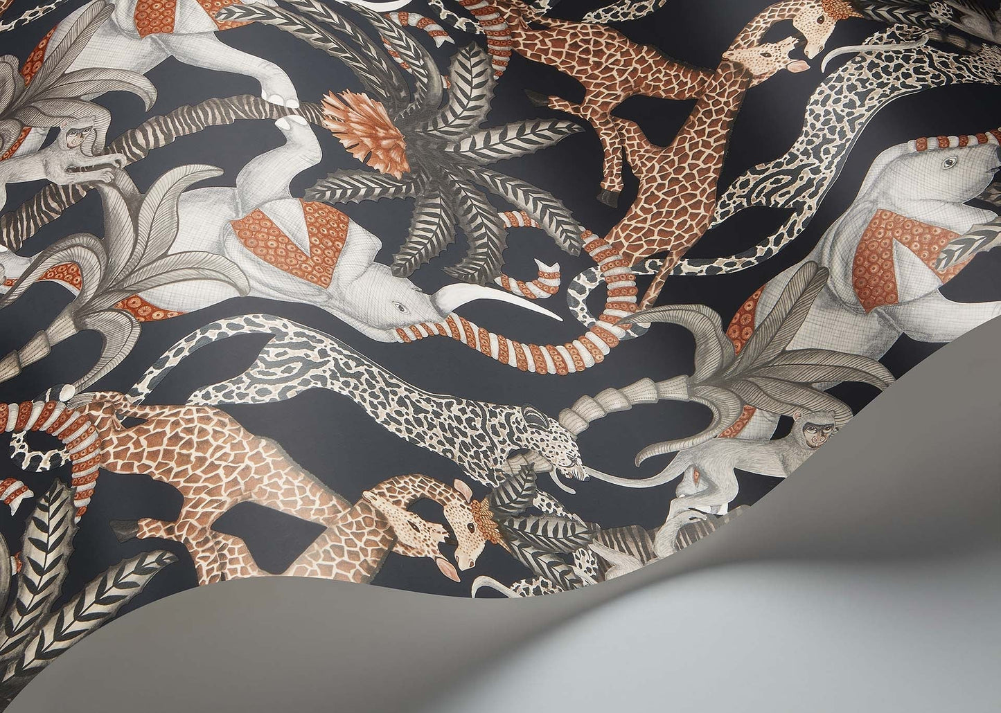 Safari Totem Wallpaper - Ginger & Taupe on Charcoal - 119/2009 - Cole & Son - Premier Wallcovering