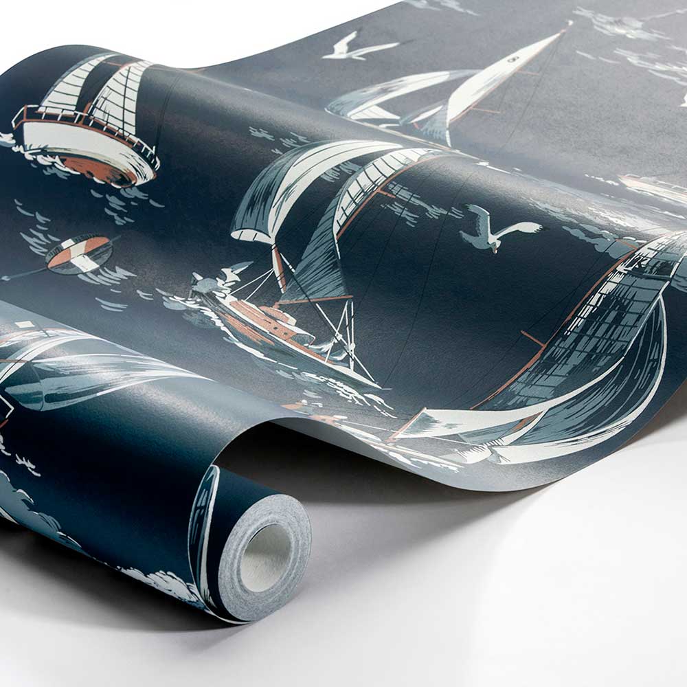 Sailboats Wallpaper - Dark Blue - Boråstapeter - 8853 - Premier Wallcovering