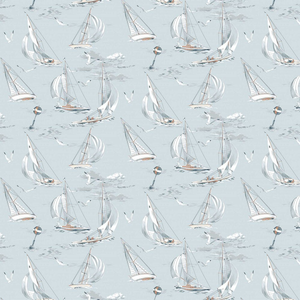 Sailboats Wallpaper - Light Blue - Boråstapeter - 8854 - Premier Wallcovering