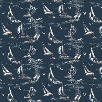 Sailboats Wallpaper - Dark Blue - Boråstapeter - 8853 - Premier Wallcovering