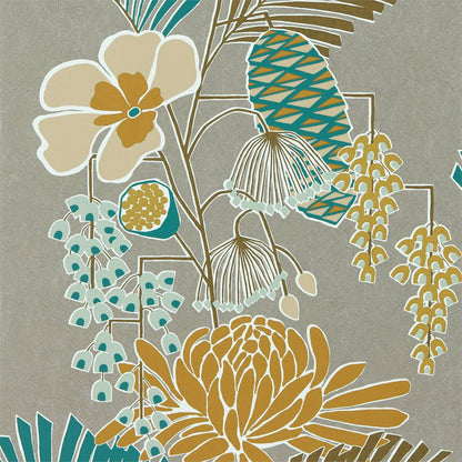 Salon Wallpaper - Platinum / Peacock / Seafoam - Harlequin - HSAW112151