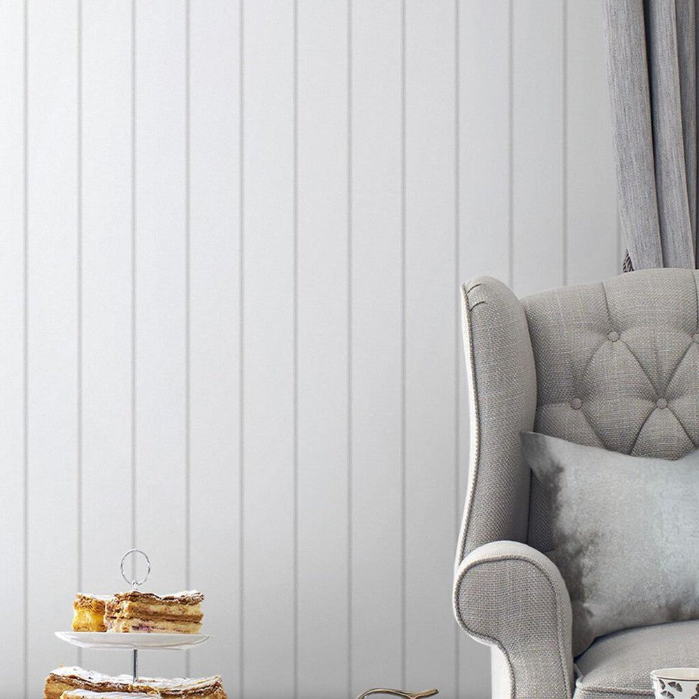 Saltram Stripe Wallpaper - Sugared Grey - Laura Ashley - 118492 - Premier Wallcovering